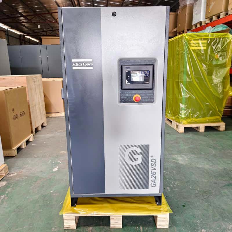 Atlas Copco 공기 압축기 기존 GA26 VSD + 26kW 35HP 가변 속도 오일 주입식 로터리 스크류 공기 압축기 13Bar